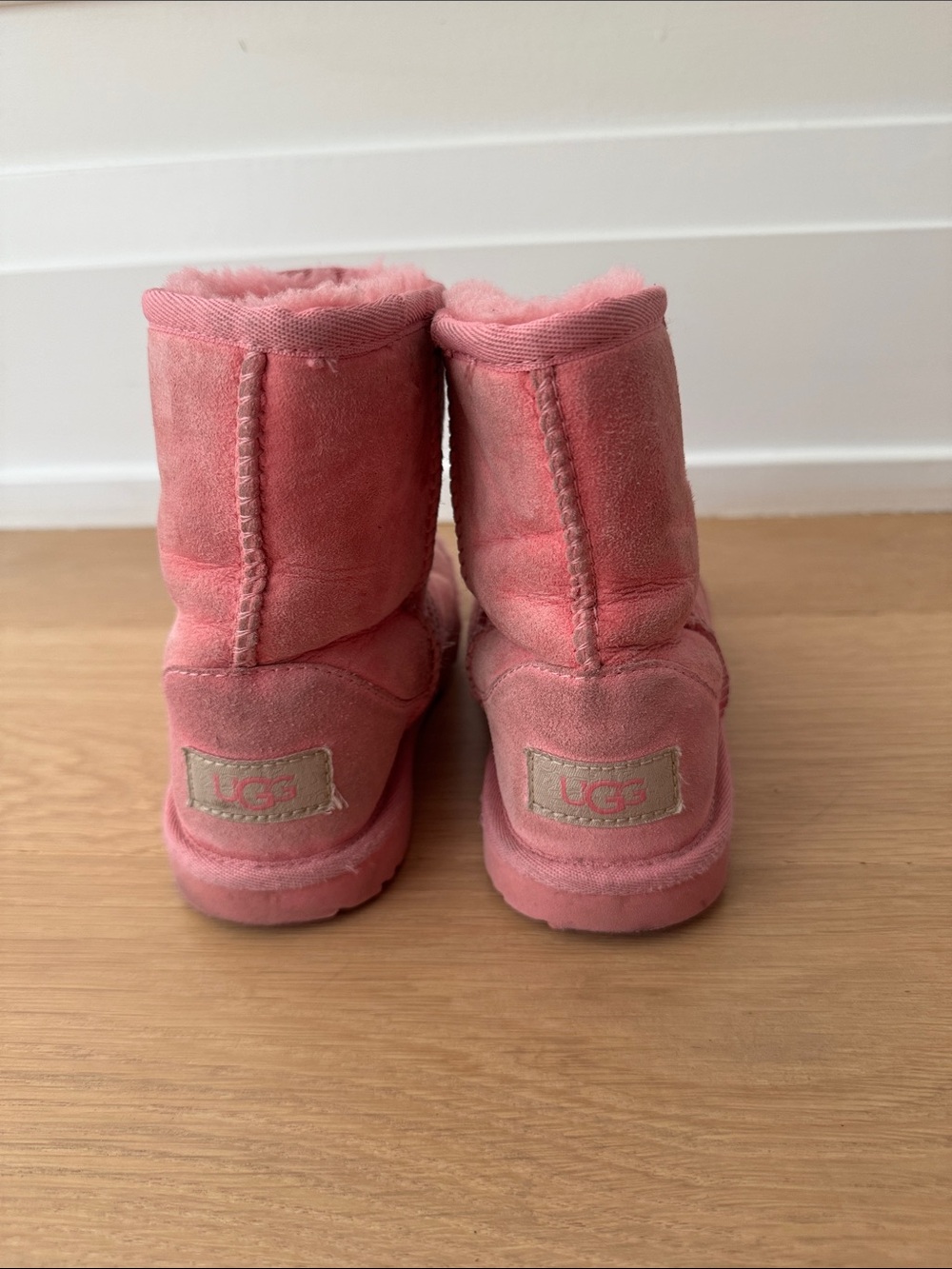 UGG Short Pink Suede Shearling Boots